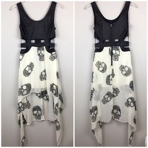 Akira | High Low Faux Leather Skull Print Dress